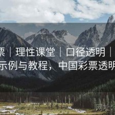 49彩票｜理性课堂｜口径透明｜周刊｜含示例与教程，中国彩票透明度